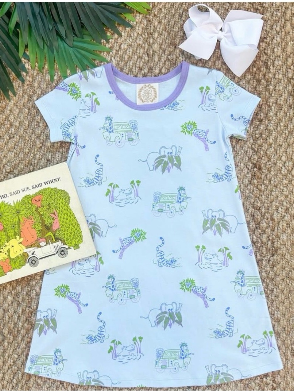 The Beaufort Bonnet Company Polly Play Blue Dress in Tiger Print Size 8
